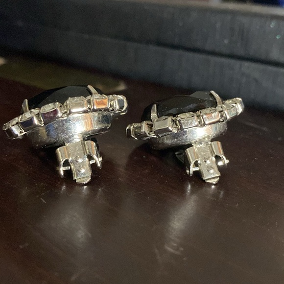 Vintage/Rhinestone,Black Stone/Silver Tone/Clip ons - Picture 3 of 9